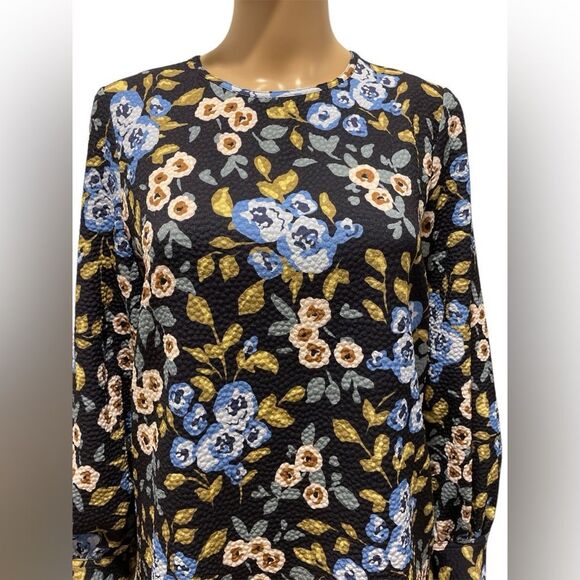 Tyler Boe Floral Long Sleeve Top - Black and Blue size XS - Picture 2 of 4